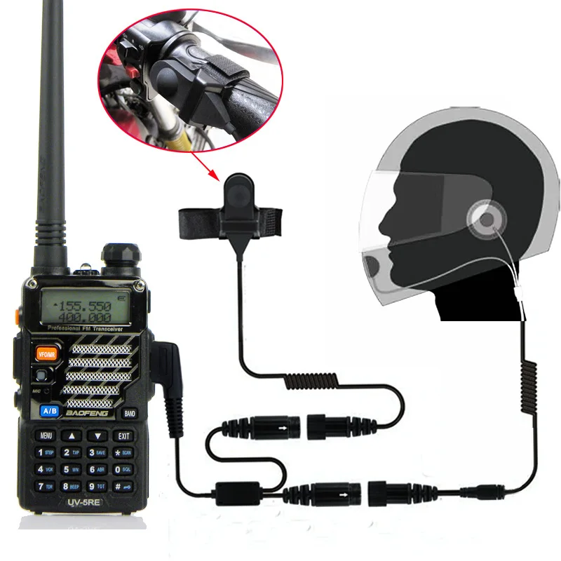 2pcs Motorcycle Full Face Helmet Headset PTT Mic for Kenwood BAOFENG CB