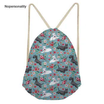 

Nopersonality Drawstring Bag for Women Floral Scottish Terrier Print Teenager Girls School Daypack Cute Travel Beach Soft Bag