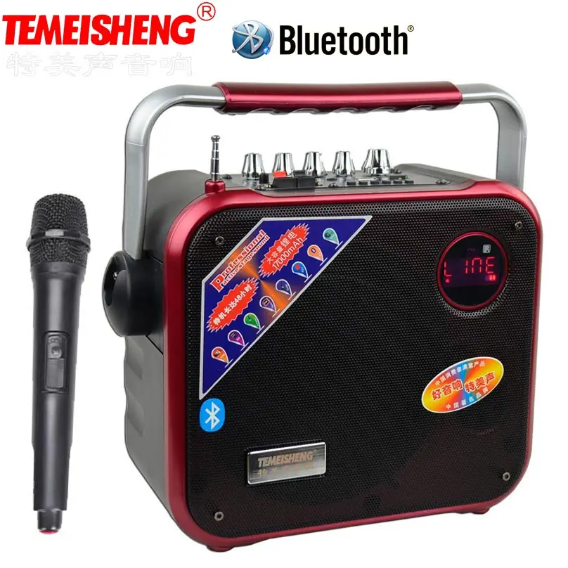 TEMEISHENG High Power Portable Loudspeaker Bluetooth Speaker Support Wirelss Microphone Outdoor audio speaker MP3 font b