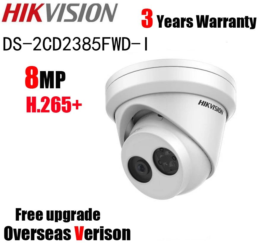 

Hikvision DS-2CD2385FWD-I 8MP Turret Network Camera H.265+ POE CCTV 30m IR Range Dome IP Camera