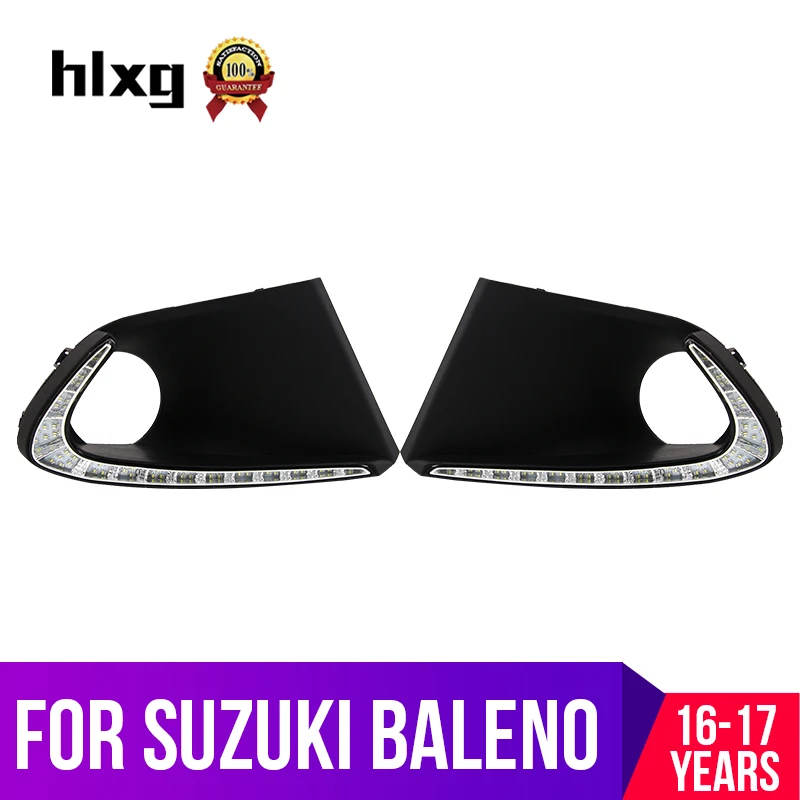 

hlxg LED DRL Daytime Running Lights For SUZUKI Baleno 2016 2017 with Yellow Turn Signal lights led automotivo led lamp for auto