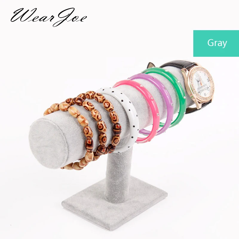 Free Shipping Soft Velvet Jewelry Display Wooden T-Bar Rack Watch Bracelet Necklace Chain Headband