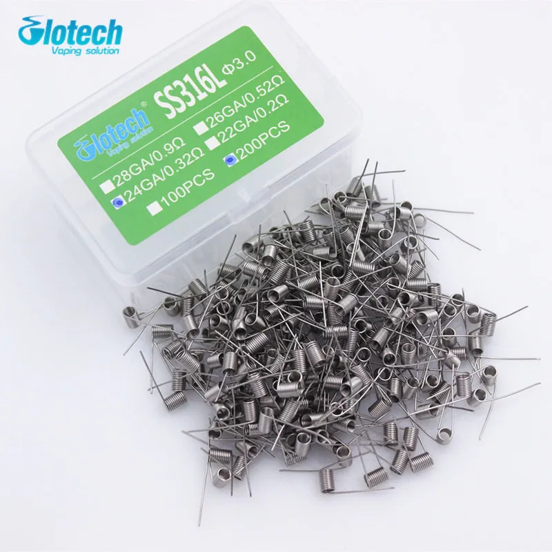Glotech 200pcs electronic cigarette rda atomizer wick wire coil prebuilt coil A1 SS316L NI80 heating wire coiling premade coils Glotech 200pcs electronic cigarette rda atomizer wick wire coil prebuilt coil A1 SS316L NI80 heating wire coiling premade coils