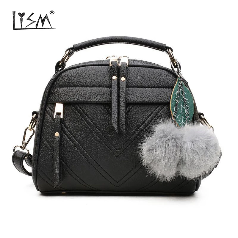 

2018 fashion New Fashion Women Handbag PU Leather Shoulder Bag Casual Cross Body Bags Totes with Ball