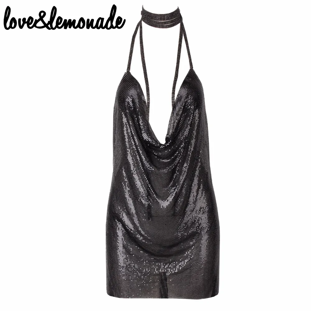 

Love&Lemonade Halter Metal Party Dress Black TB 9802