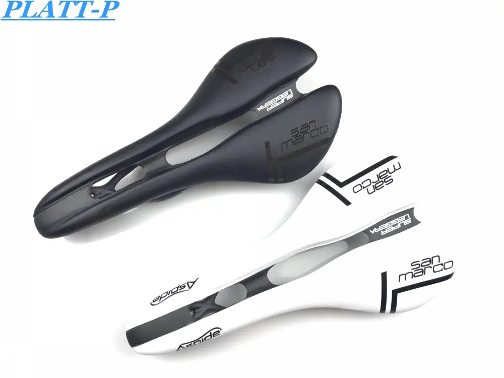 

San Marco Aspide saddle bike road saddle black white white carbon fiber+leather saddle bike sillin bici Railway bow cushion 120g