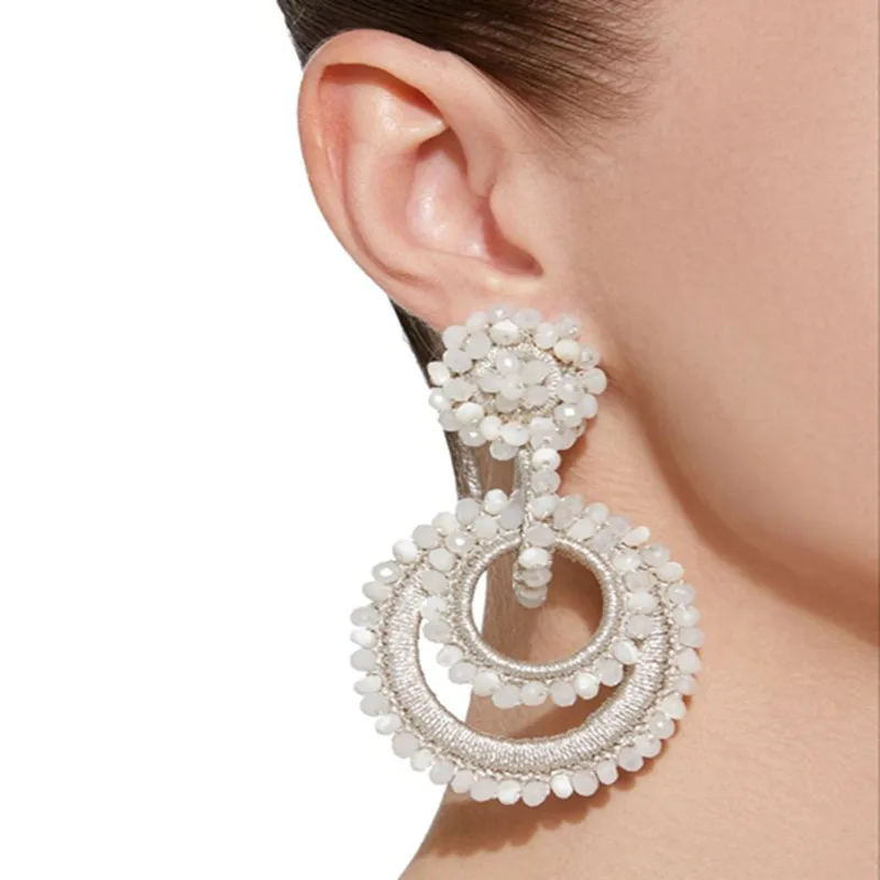 

Crystal big earrings silk line handmade oorbellen for women 2020 fashion party high jewelry female charm earring gifts wholesale