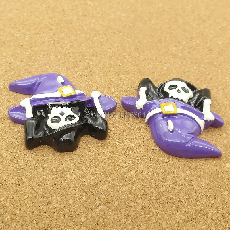 1pcs/lot resin flat back Halloween Skull ghost wizard 29mm Cabochons Hair Bow Center DIY Christmas decration C119-3