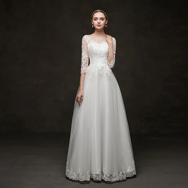 

Vestidos de Fiesta 2019 Long Evening Dresses Tulle A line Formal Long Dress O Neck