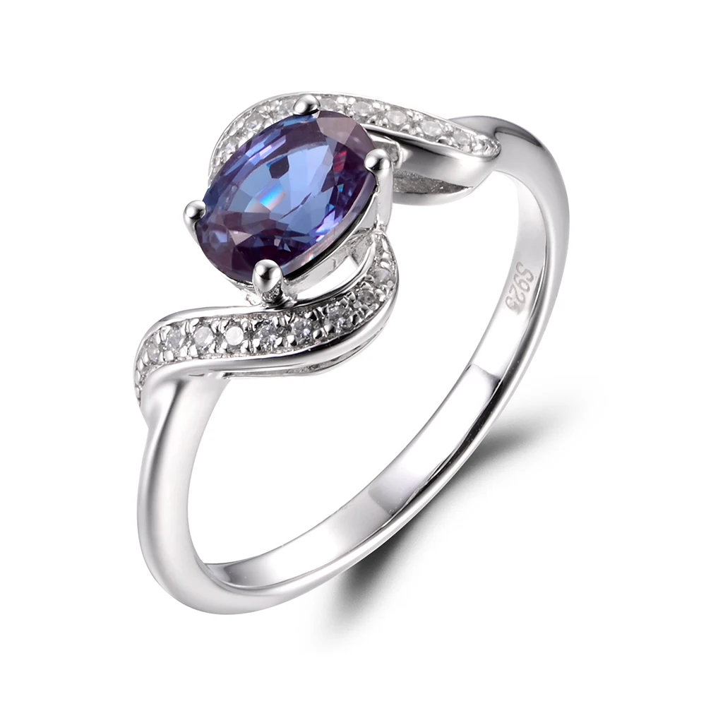 LeiGe Jewelry Unique Cocktail Party Rings Alexandrite Rings June Birthstone Color Changing Gemstone Rings 925 Sterling Silver