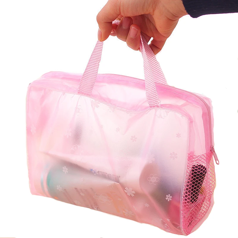 

Travel PVC Cosmetic Bags Waterproof Transparent Floral PVC Woman Make Up Organizer Bag Toiletry Bathing Storage Bag 5Colors