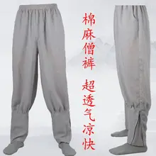 Летние хлопковые и льняные брюки монахи Шаолинь кунг-фу Брюки дзен медитация Нун кунг-фу