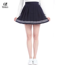 ROLECOS Чистый хлопок 7 цветов черный красный белый Высокая талия плиссированная юбка женские юбки