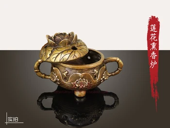

Home Furnishing Decor craft ornaments small antique incense burner bronze decorations lotus furnace