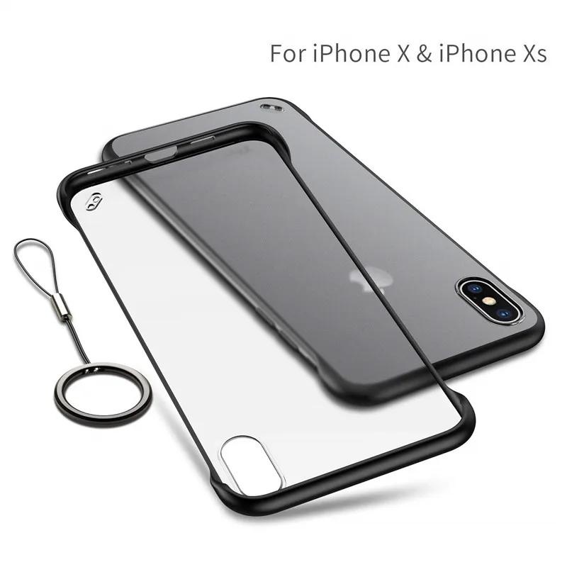 

Ultra-thin Transparent Matte anti-falling No frame protective Case Cover fpr Iphone X XS 6 7Plus XS Max With Metal Ring Case
