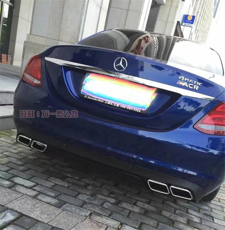 For Mercedes Benz W205 C Class C180 C200 C260 C300- Rear Lip Spoiler& Exhause High Quality PP Bumper Diffuser