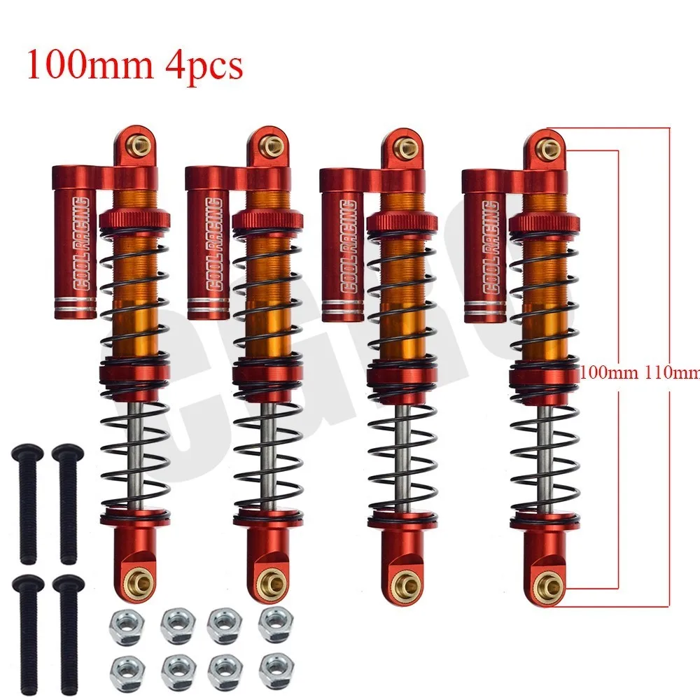 Масляный Регулируемый 90 мм 100 мм 110 мм металлический амортизатор демпфер для 1/10 RC Гусеничный автомобиль запчасти грузовик осевой SCX10 TRX4 D90 RC обновление - Цвет: Red 100mm 4pcs
