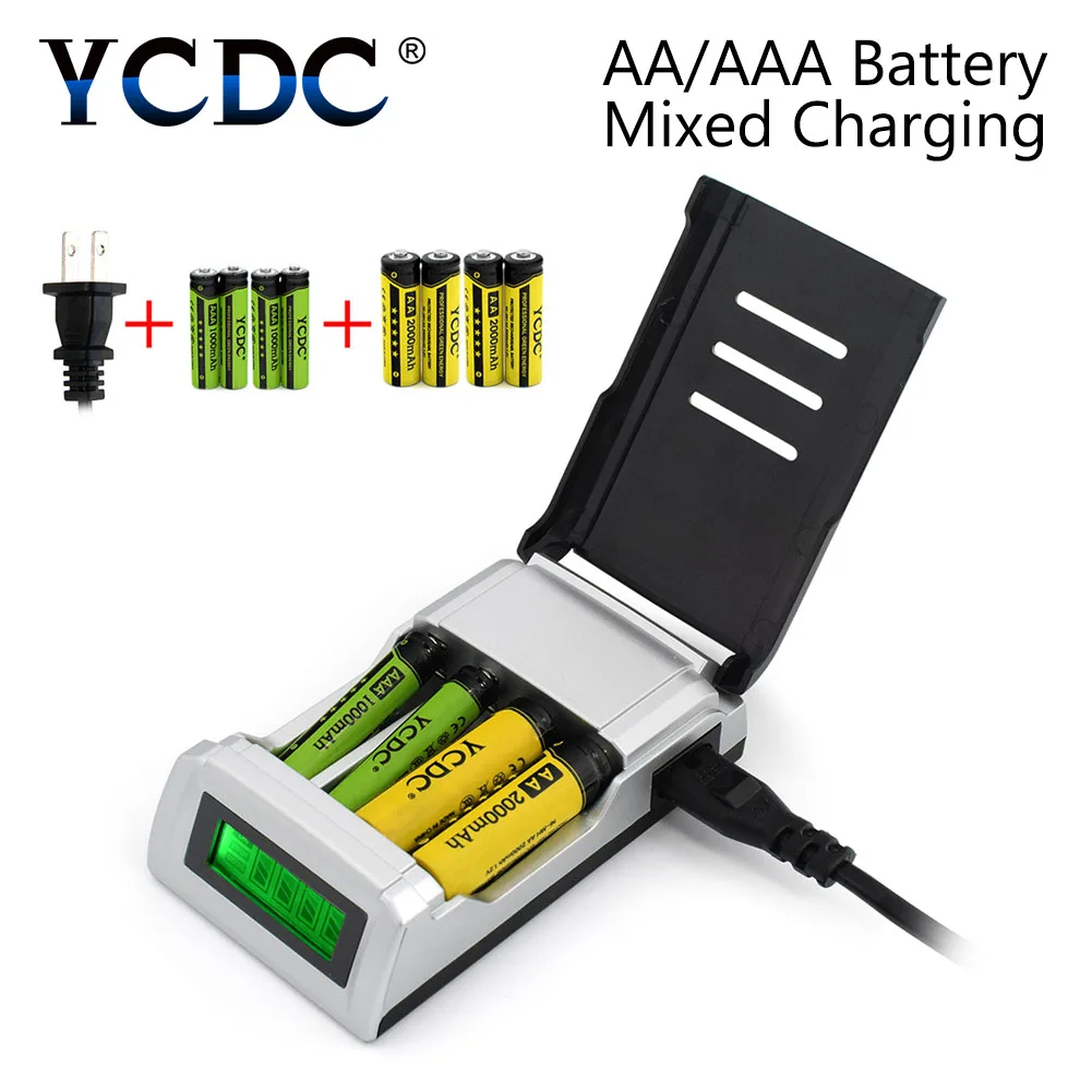 

YCDC Promotion C905W Charger EU US AU UK PLUG C905W LCD SMART CHARGER WITH 4PCS AA+AAA NIMH RECHARGEABLE BATTERIES