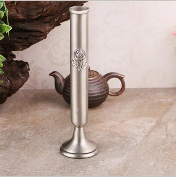 

Europe Retro metal flowers vases for weddings Table vase Home decoration tabletop vase crafts gifts Ancient tin color HP080