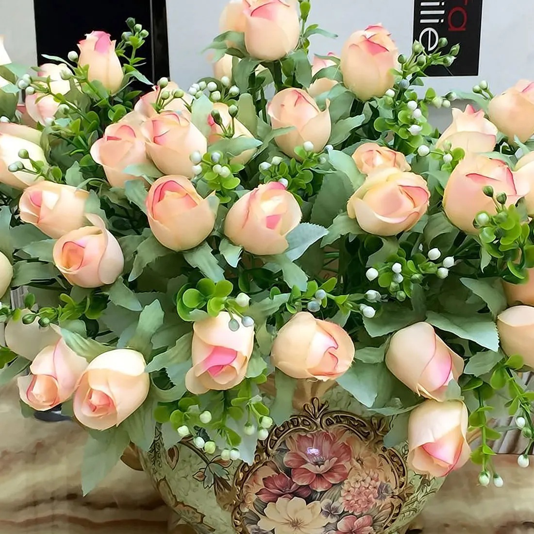 

French Silk Rose Artificial Flowers 10 15 heads Floral Bouquet Fake Flower Arrange Table Rose Wedding Decoration Flowers Decor