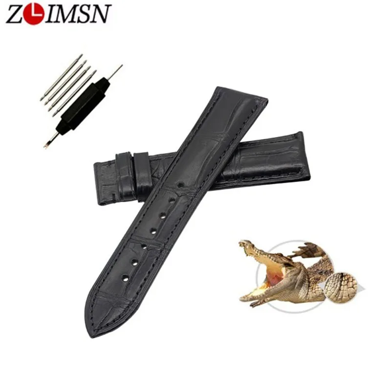 

ZLIMSN New Fashion Business Real Crocodile Leather Bamboo Stripe Strap For Men And Women Black Brown 12MM 14MM 16MM 18MM 20MM