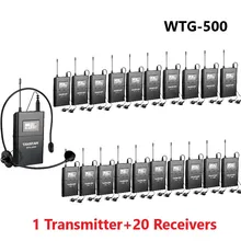 Takstar WTG-500/WTG500 UHF беспроводная система гида 6 доступные каналы 100 м Рабочий диапазон 1 передатчик+ 20 приемников