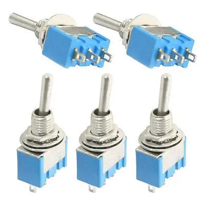 

5 Pcs Panel Mounting SPDT 3 Pin Blue Toggle Switch AC125V 6A AC250V 3A