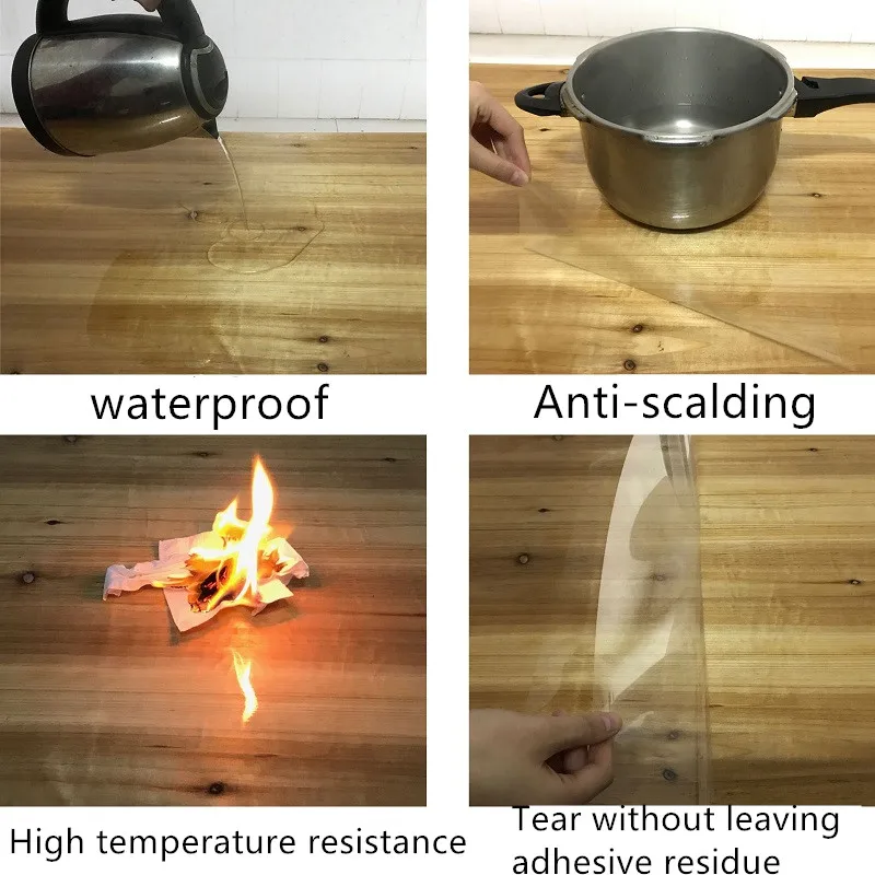 Мебельная пленка прозрачная настольная защитная пленка деревянная обеденная скатерть силикагель самоклеящаяся мраморная скатерть наклейка
