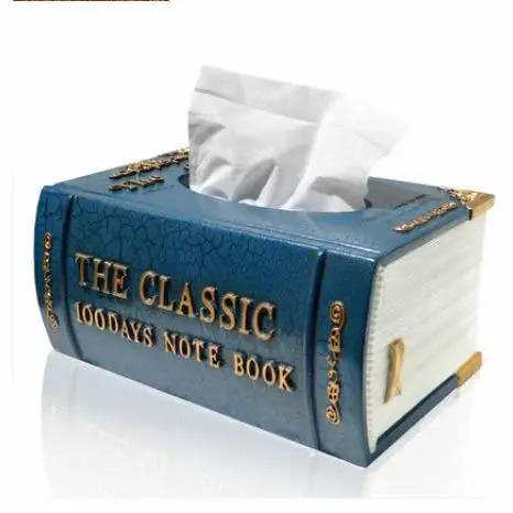 Индивидуальные винтажные книги тканевые коробки Смола Мода ретро необычная коробка для салфеток настольная офисная коробка для хранения - Цвет: Небесно-голубой