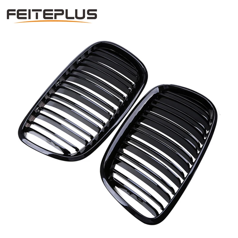 For BMW Old X5 X6 E70 E71 2007-2014 Glossy Black Dual Slat Style Front Kidney Grille Grill Refit Hood Bumper Grills Car Styling For BMW Old X5 X6 E70 E71 2007-2014 Glossy Black Dual Slat Style Front Kidney Grille Grill Refit Hood Bumper Grills Car Styling