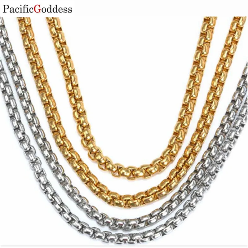 316L titanium stainless steel necklaces chains pearl chain silver color in Chain Necklaces from