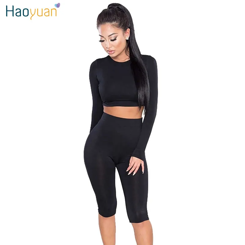 HAOYUAN 2 قطعة مجموعة النساء مثير طويل كم أعلى + السائق السراويل بذلة رياضية Bodycon رياضية عارضة قطعتين تتسابق جرزاية HAOYUAN 2 قطعة مجموعة النساء مثير طويل كم أعلى + السائق السراويل بذلة رياضية Bodycon رياضية عارضة قطعتين تتسابق جرزاية