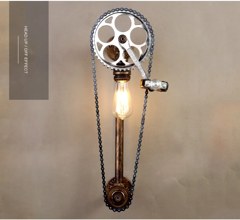 

Retro wall lamp Restaurants study room bar studio clothing store Exhibition wall lighting bicycle chain decorative AC110-240V