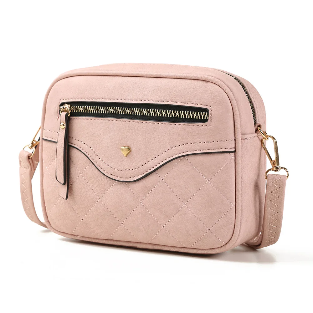 QIANXILU модные сумки через плечо для женщин вместительная сумка на плечо из искусственной кожи женская сумка на молнии - Цвет: Розовый