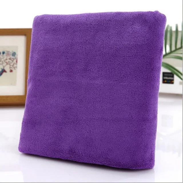 Мягкое банное полотенце из микрофибры 70*140 см, впитывающая ткань для мытья автомобиля, полотенце для салона красоты и сауны - Цвет: Фиолетовый