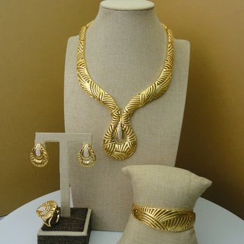 

Yuminglai Unique Design 24K Gold Color Plated African Jewellrey for Women FHK5438 Jewelry Sets
