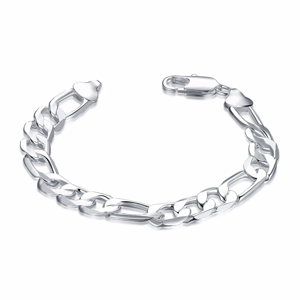 

1pcs Wholesale 10MM width Silver Men Jewelry Bracelets 20CM Long Chain Thick Bracelets For Men Fashion Free Shipping