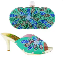B778-3 GRÜN Neue frauen Schuhe Und Taschen Set Mode African Schuh Und Passende Taschen, BL02-3 grüne Farbe Sexy partei Pumpen