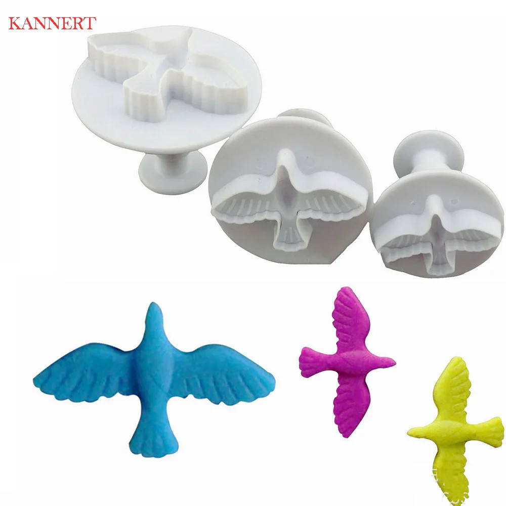 

KANNERT Pigeon Cake Decorating Embossing Cutter 3Pcs Mini Cake Mold Spring Cake Cookie Chocolate Jelly Baking Fondant