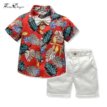 Tem doger/комплекты одежды для мальчиков коллекция года, летняя одежда для маленьких мальчиков рубашка с цветочным принтом+ шорты комплект одежды из 2 предметов, одежда для мальчиков