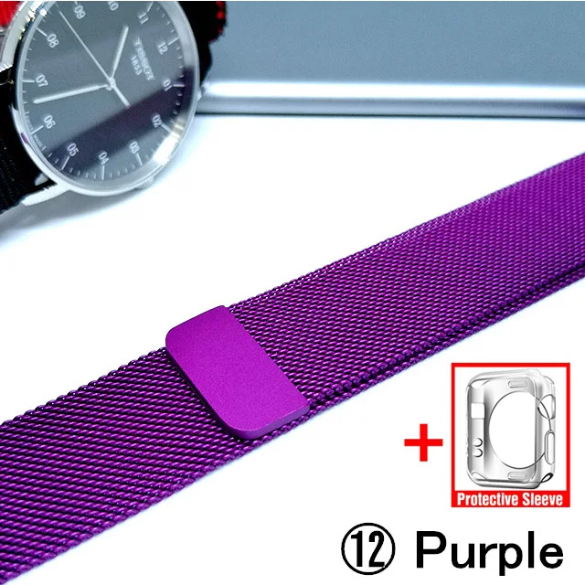 Миланская петля для Apple Watch 5/4 40 мм 44 мм браслет из нержавеющей стали ремешок для наручных часов для iwatch серии 4/3 38 мм 42 мм - Цвет ремешка: 12-purple