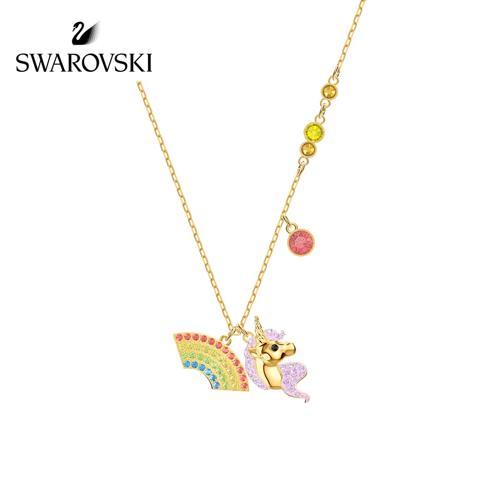 

Original Genuine Swarovski OOT WORLD Dream Girl Unicorn Trendy womens pendant necklaces crystal clavicle choker jewelry5468314