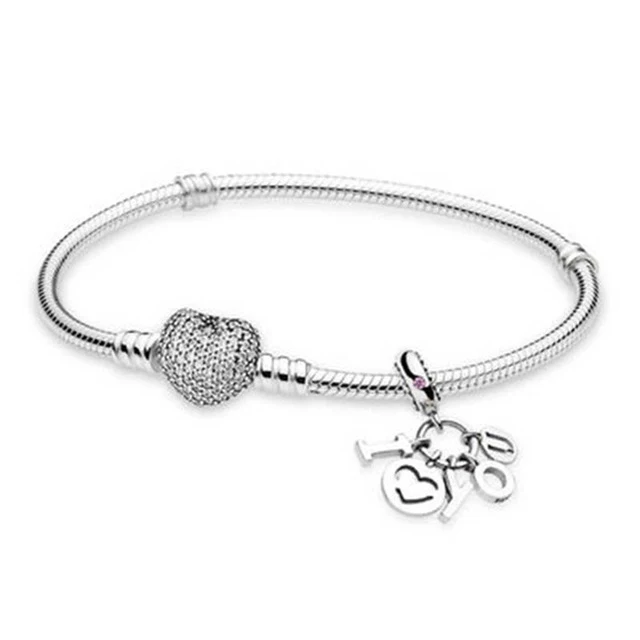 

SIEMTO 100% 925 Sterling Silver I LOVE YOU BRACELET GIFT SET fit DIY Original charm Bracelets jewelry A set Free Shipping