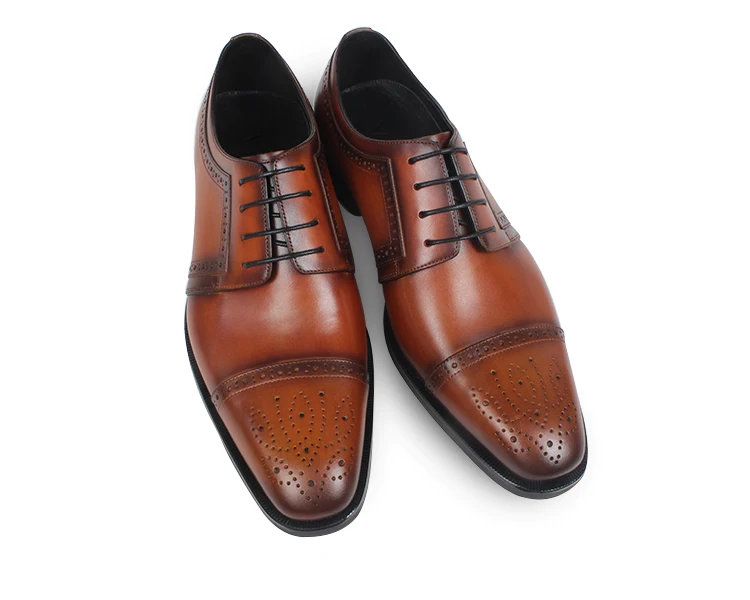 VIKEDUO/Брендовые мужские туфли «Дерби» коричневого цвета; обувь для свадьбы и офиса; обувь ручной работы из натуральной кожи; броги; Мужская