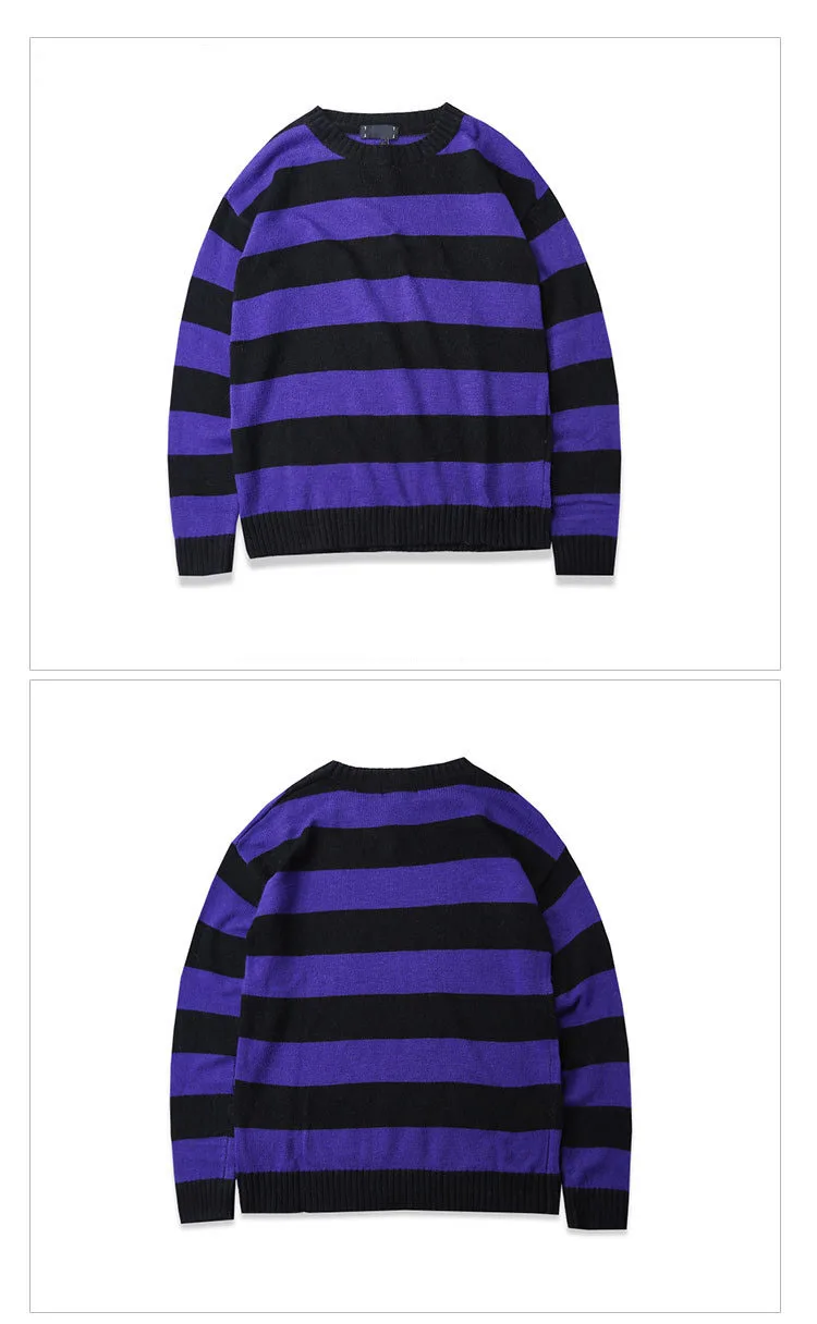 Aolamegs Sweater Men Patchwork Striped Hit Color Cardigan Mens Pullover High Street Sweaters Fashion Knitted Male Sweater Autumn (17)