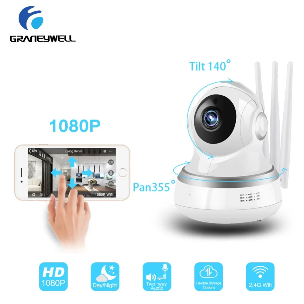 

4 PCS Graneywell 1080P wi-fi IP Camera TF card RAM mini Camera 36 IR LEDs Baby Monitor Camara ip wifi Video Surveillance Cam