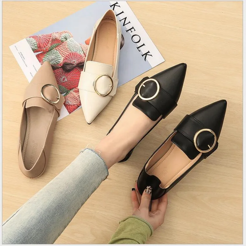 

Women Flats Microfiber Woman Ballet Flats Shoes Pointed Toe Flat Shoes Slip-On Shallow College style big size women Single Shoes