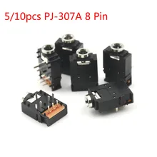 5/10 шт. PJ-307A 8 Pin 3,5 мм стерео аудио разъем 3,5 двойной трек наушников 8 контактов с выключателем разъем