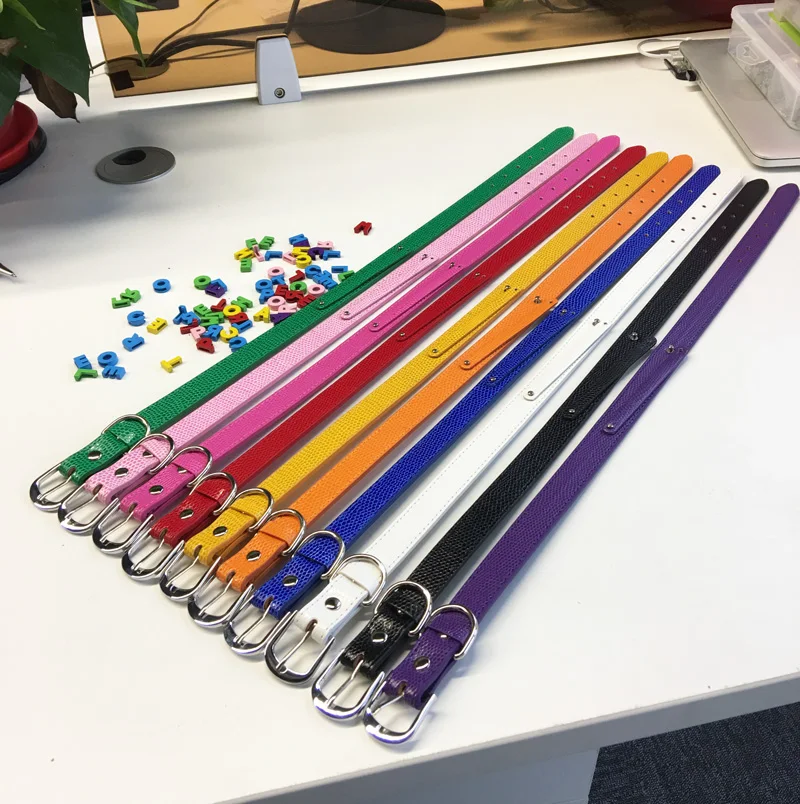 

With 3-6pcs clear rhinestone letters, 1pcs 8*100mm+18X550mm Snake Leather Pet Dog Collar DIY Pet Name by using 8mm Slide Letter