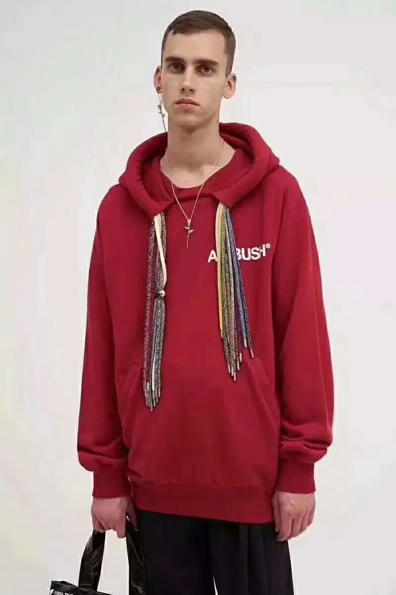 2018 TOP Kanye West Season 5 OVERSIZE Men Hoodie Pullover hip hop Justin Bieber Drawstring Casual Sweatshirt black white RED
